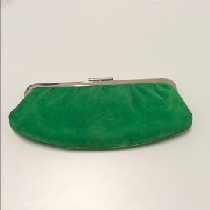 Green suede clutch